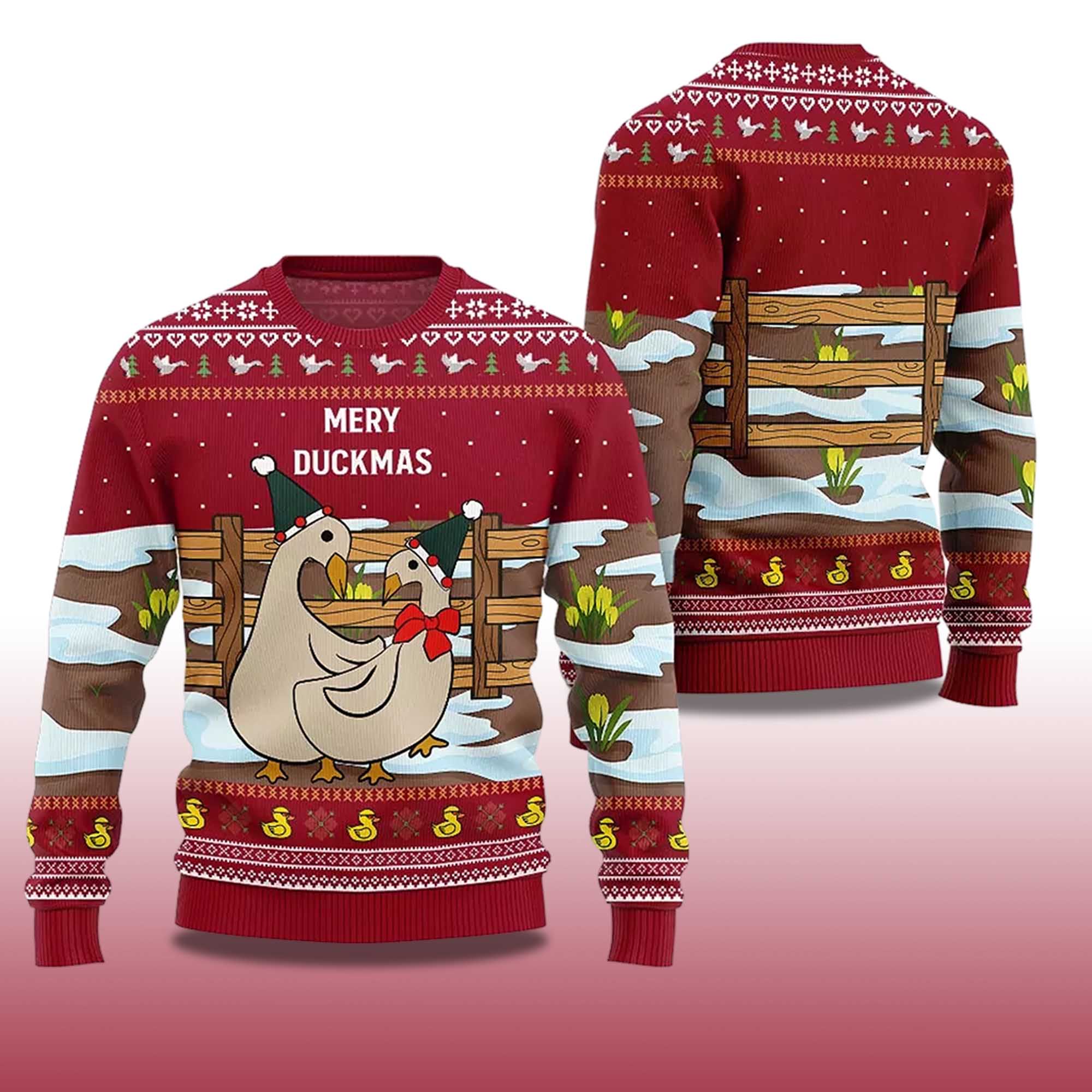 Alternative view of 2025 Seriously Naughty Duck On The Farm Ugly Christmas Sweater