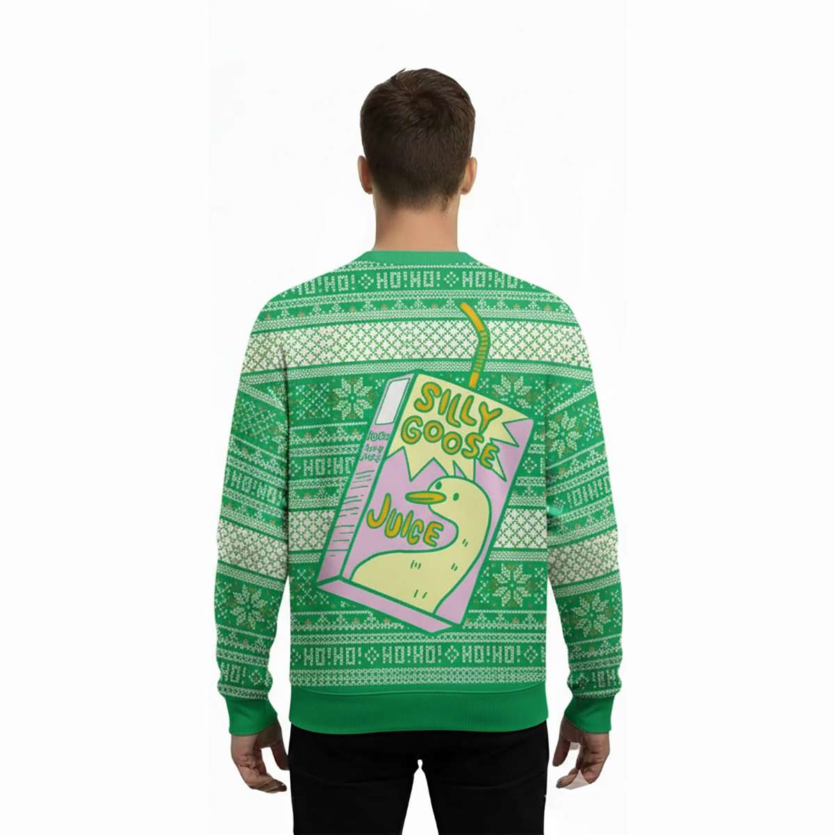 2025 Silly Goose Juice Party Green Ugly Christmas Sweater - Image 3