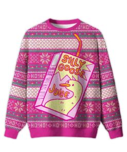 2025 Silly Goose Juice Party Pink Ugly Christmas Sweater