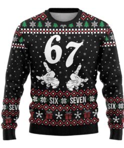 Alternative view of 2025 Six Seven Skeleton Hand Christmas Ugly Christmas Sweater