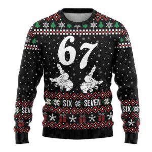 Alternative view of 2025 Six Seven Skeleton Hand Christmas Ugly Christmas Sweater