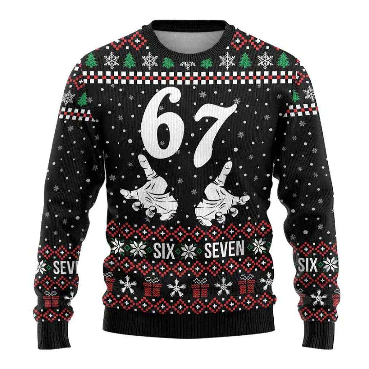 Alternative view of 2025 Six Seven Skeleton Hand Christmas Ugly Christmas Sweater