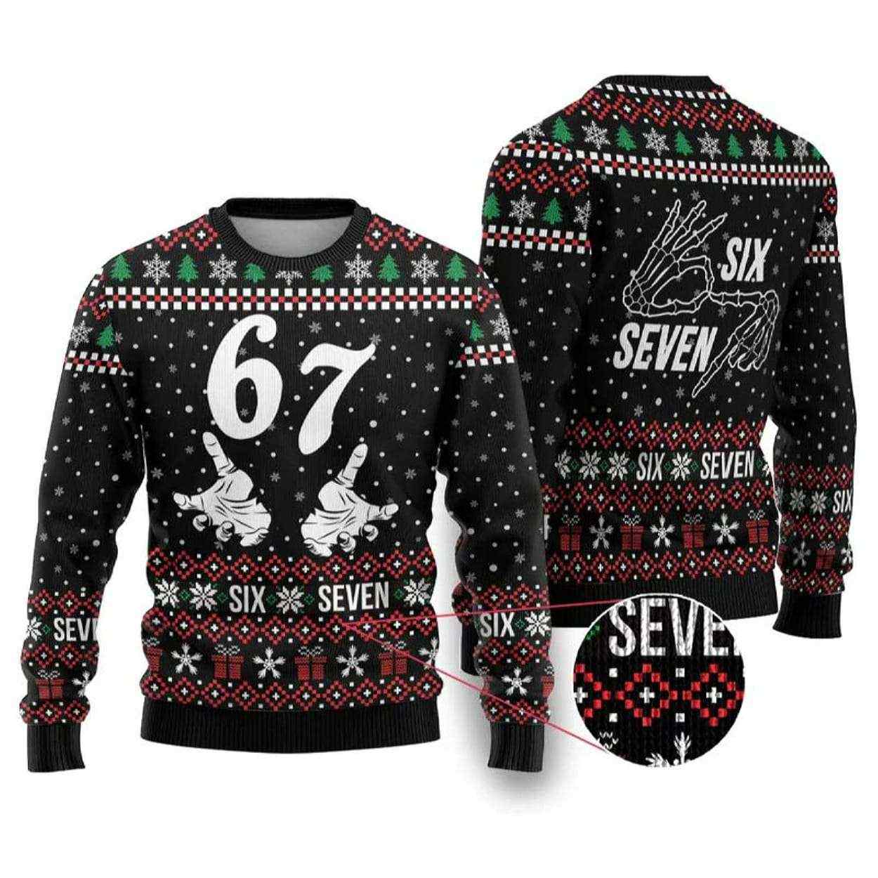 2025 Six Seven Skeleton Hand Christmas Ugly Christmas Sweater