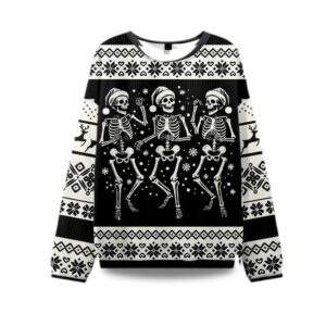 2025 Skeleton Dance Ugly Christmas Sweater