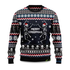 2025 Skeleton Merry Creepmas Ugly Christmas Sweater