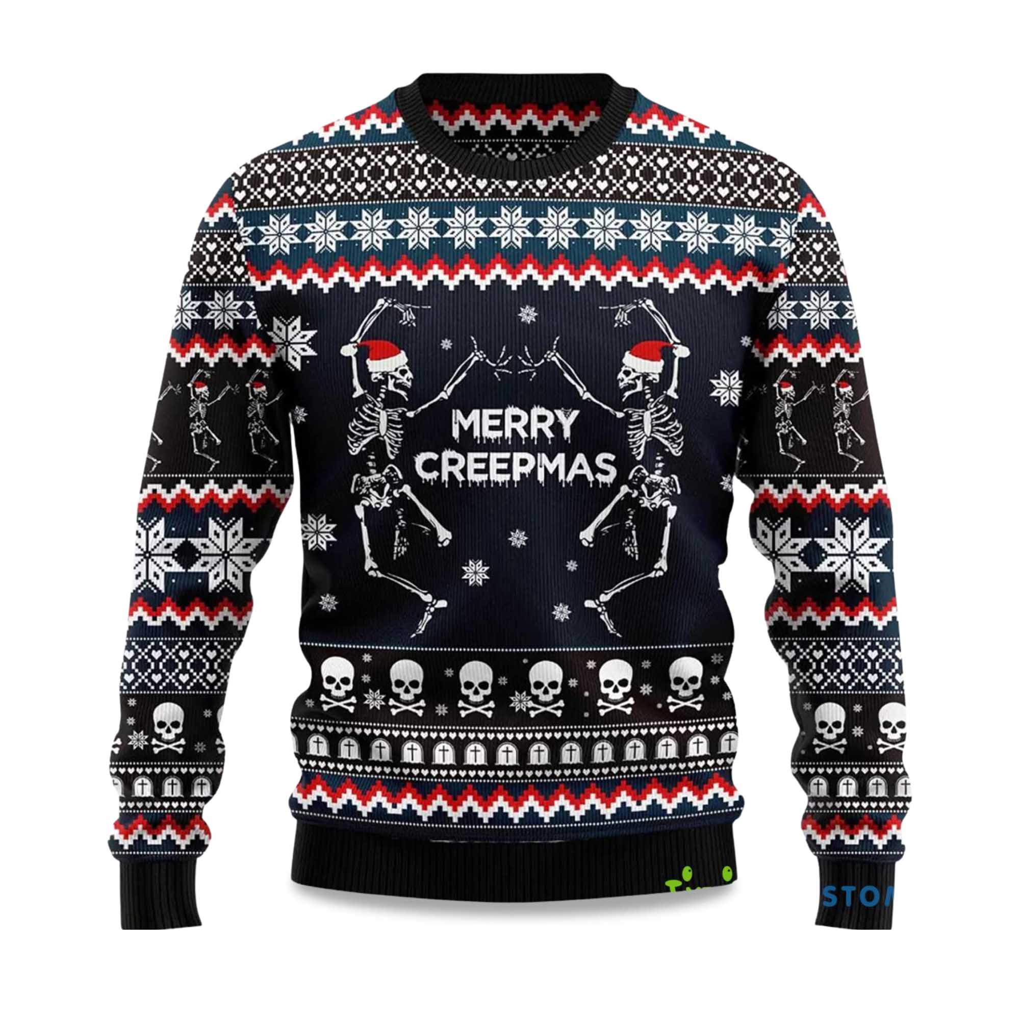 2025 Skeleton Merry Creepmas Ugly Christmas Sweater