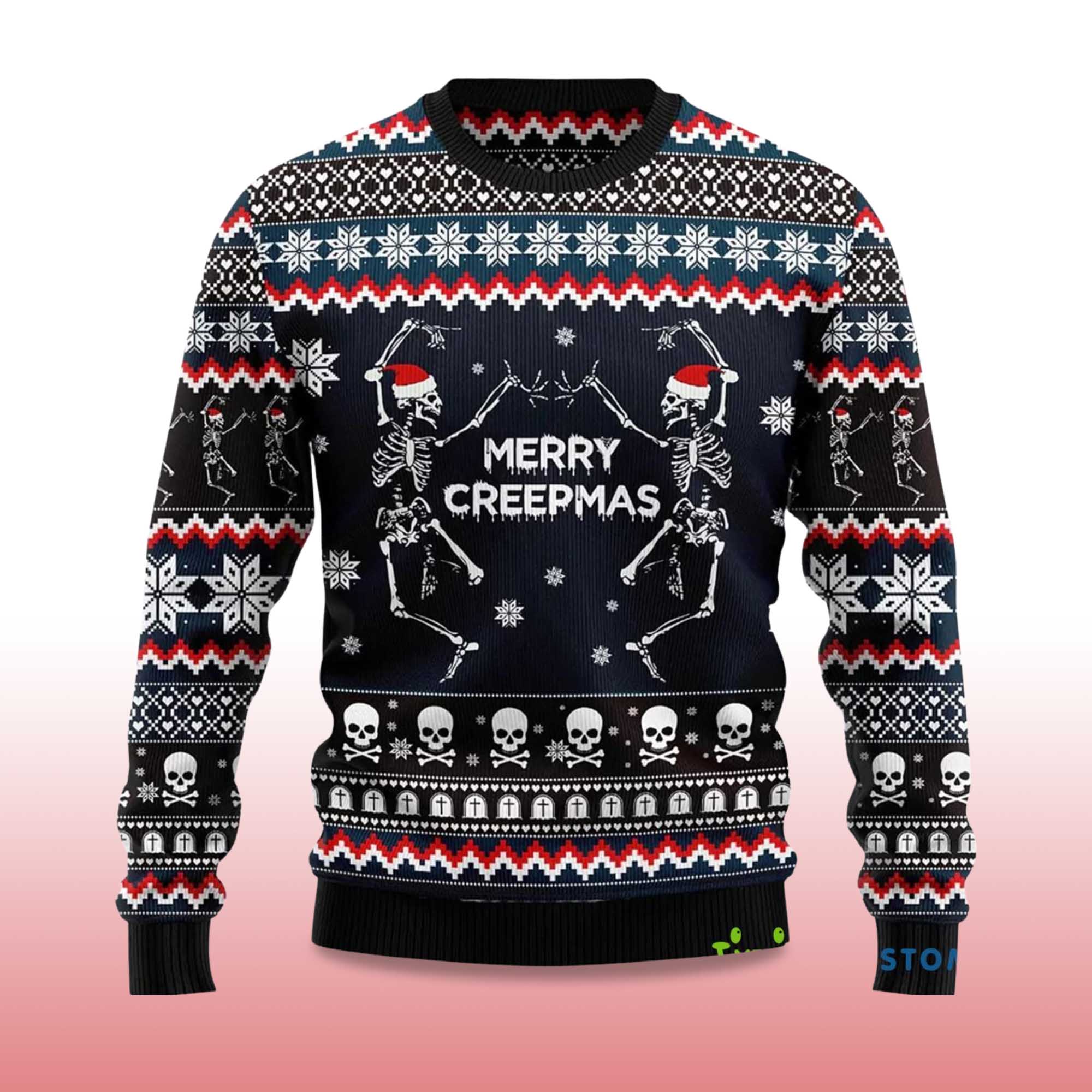 Alternative view of 2025 Skeleton Merry Creepmas Ugly Christmas Sweater