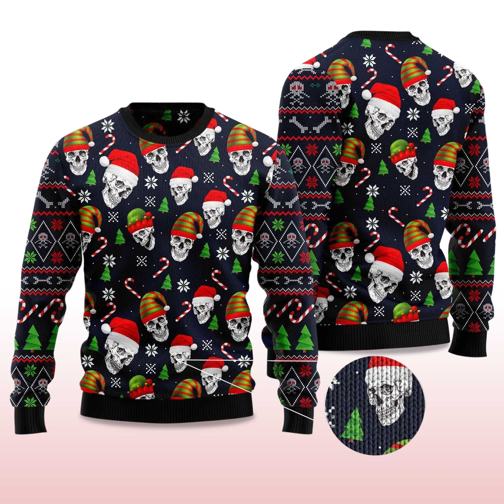 Alternative view of 2025 Skull Face Ugly Christmas Sweater