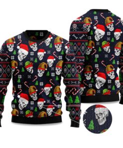 2025 Skull Face Ugly Christmas Sweater