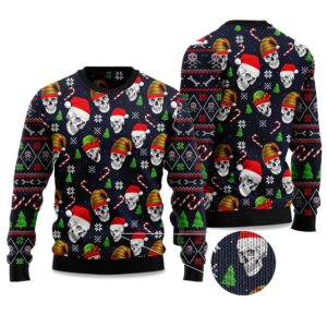 2025 Skull Face Ugly Christmas Sweater