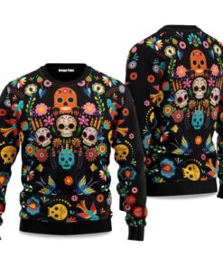 2025 Skull Pattern Ugly Christmas Sweater