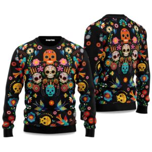 2025 Skull Pattern Ugly Christmas Sweater