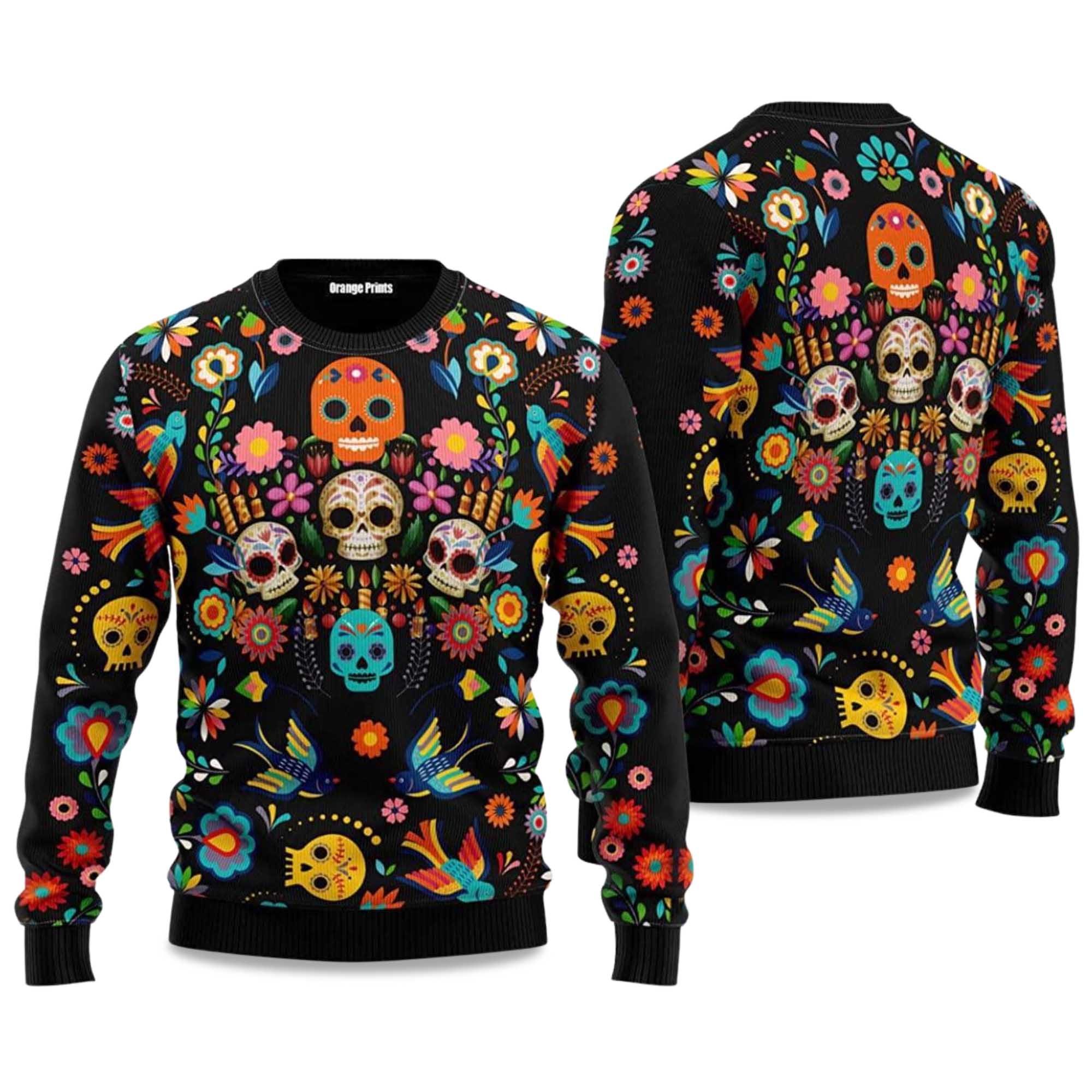 2025 Skull Pattern Ugly Christmas Sweater
