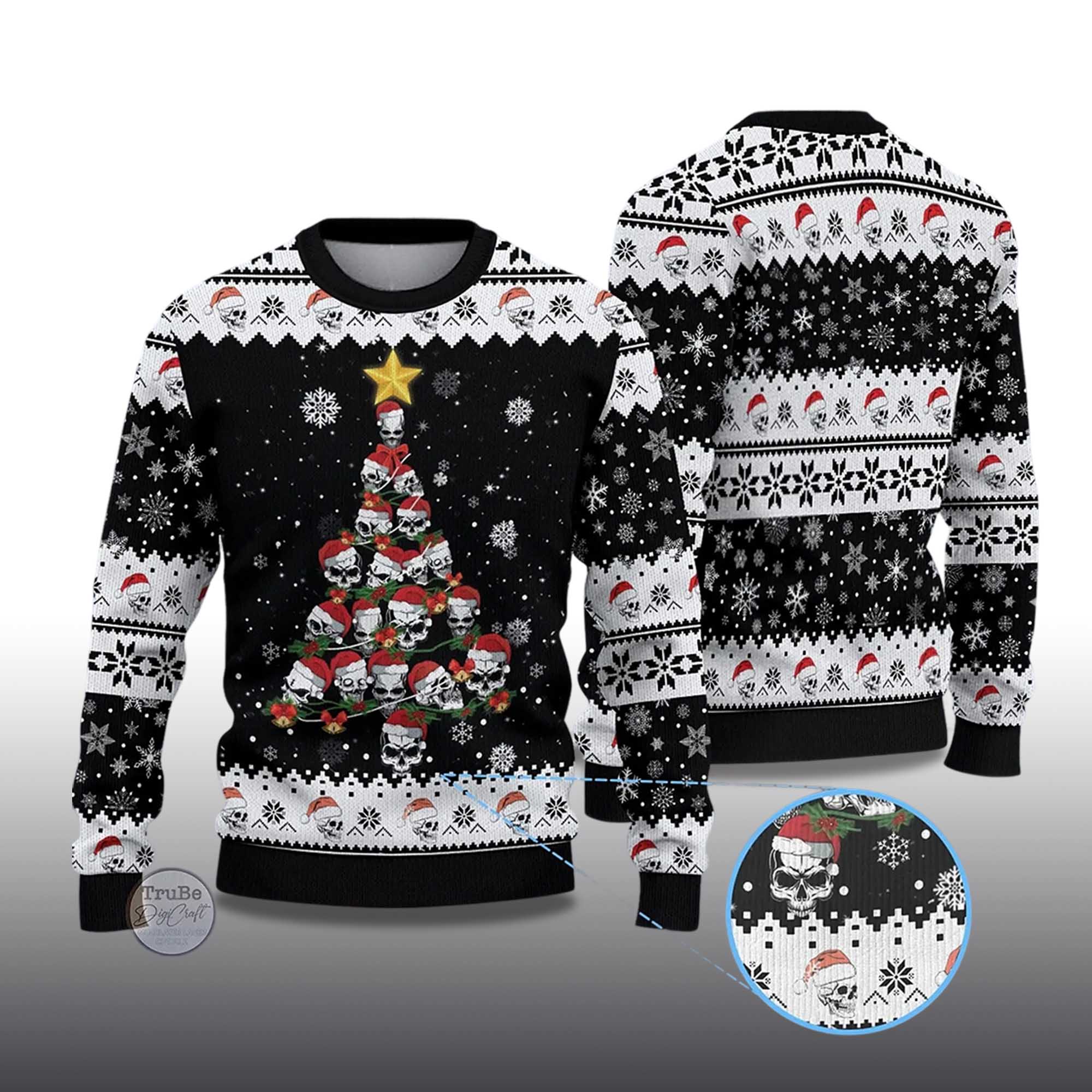 Alternative view of 2025 Skull Pine Tree Ugly Christmas Sweater