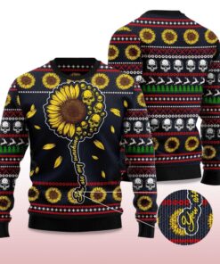 Alternative view of 2025 Skull Sunflower Ugly Christmas Sweater