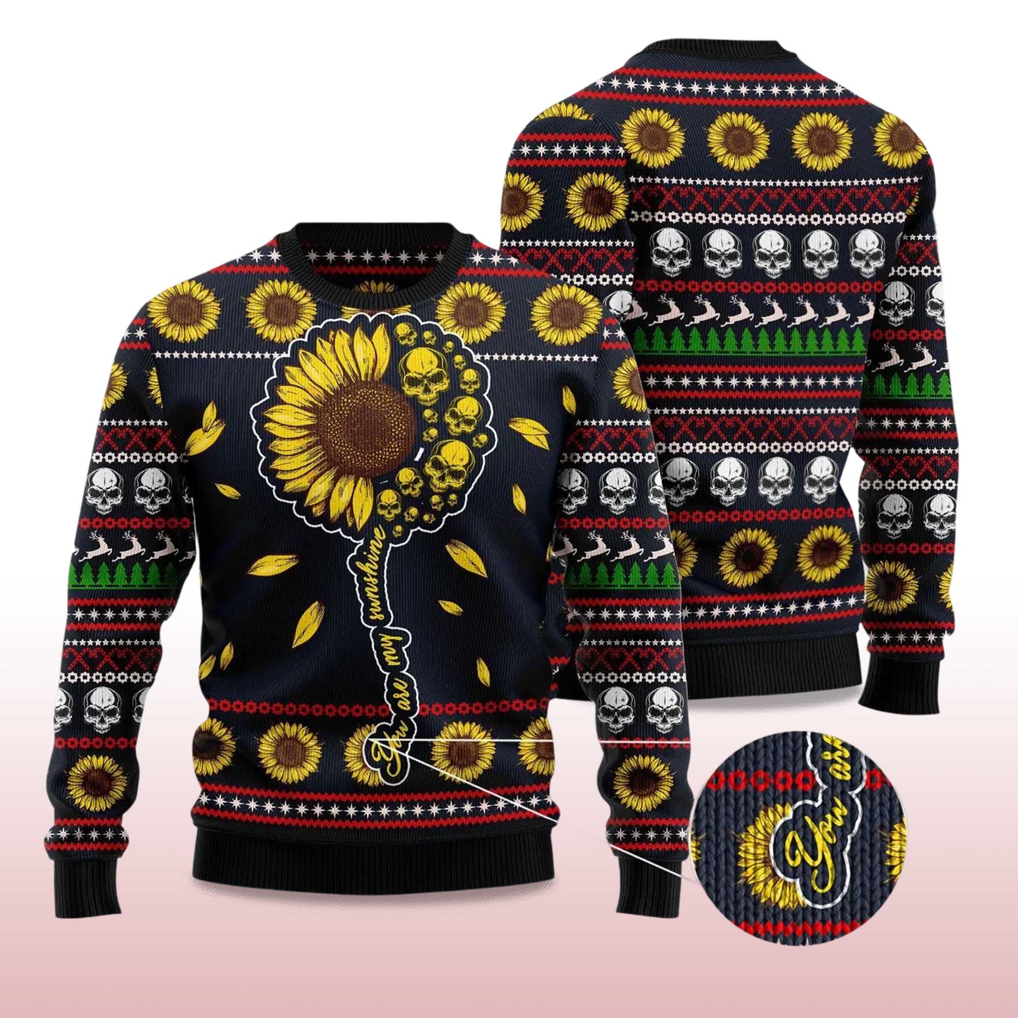Alternative view of 2025 Skull Sunflower Ugly Christmas Sweater