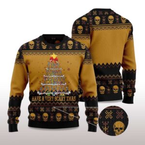 Alternative view of 2025 Skull Very Scary Xmas Ugly Christmas Sweater