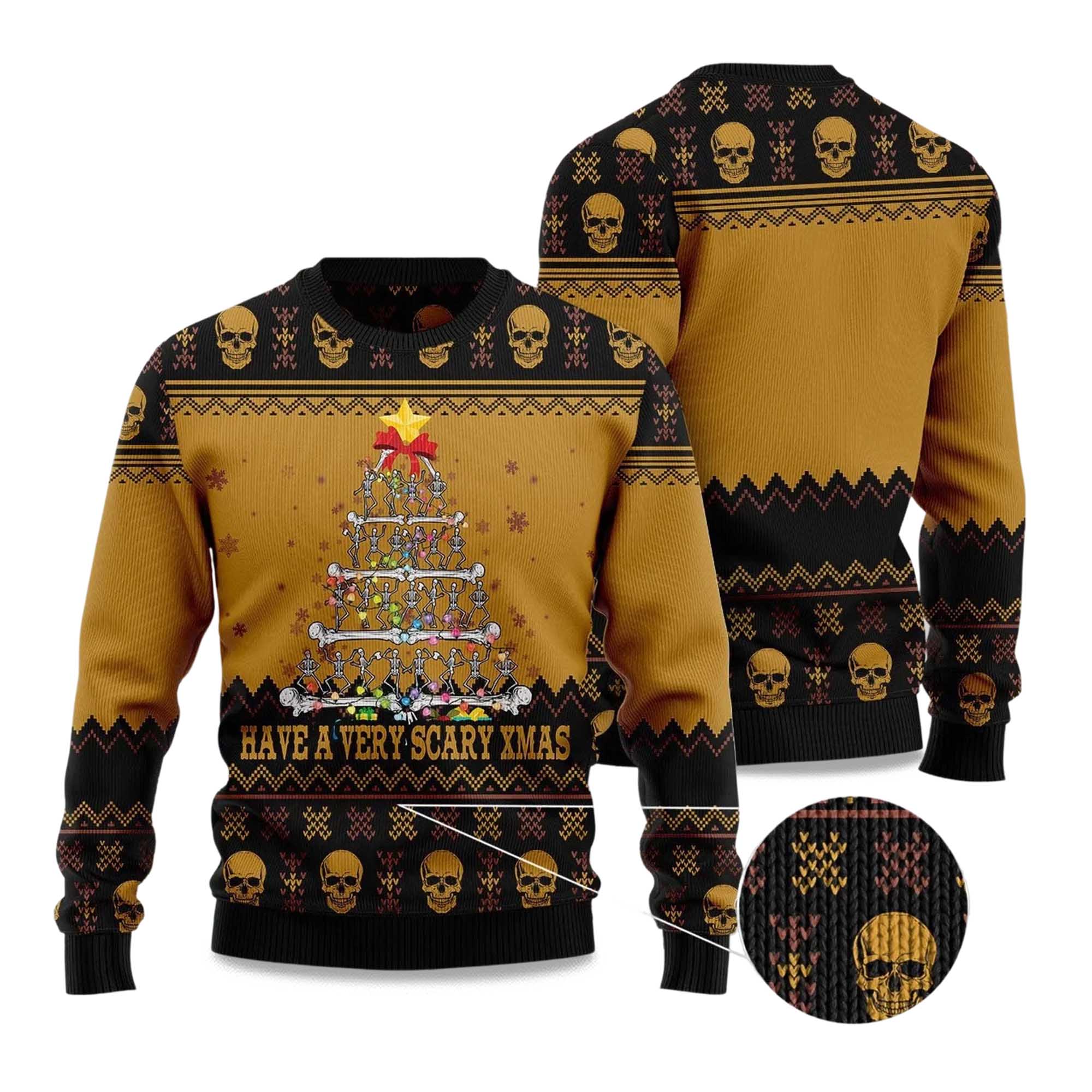 2025 Skull Very Scary Xmas Ugly Christmas Sweater