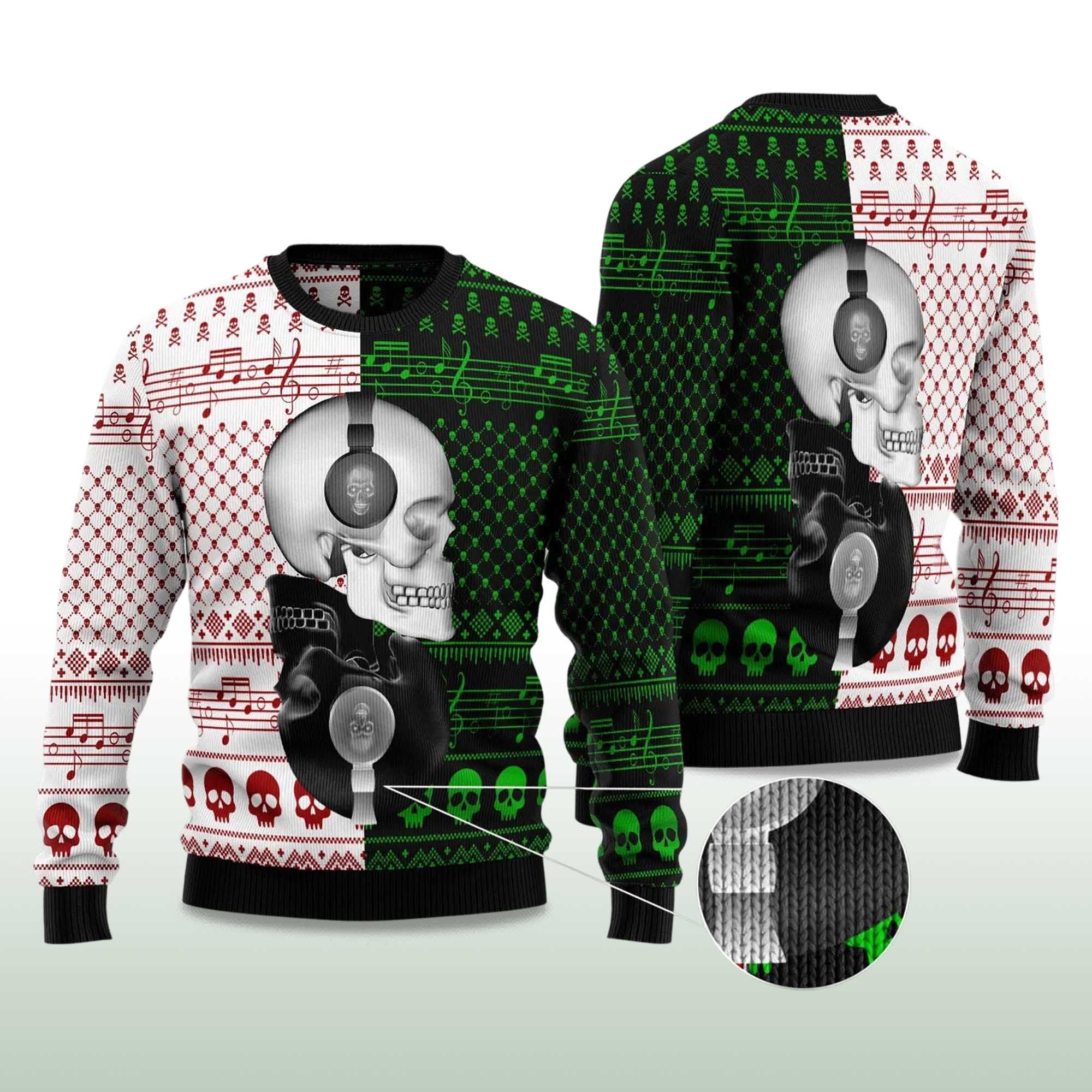 Alternative view of 2025 Skull Yinyang Ugly Christmas Sweater