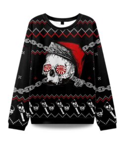 2025 Skulls And Chains Ugly Christmas Sweater