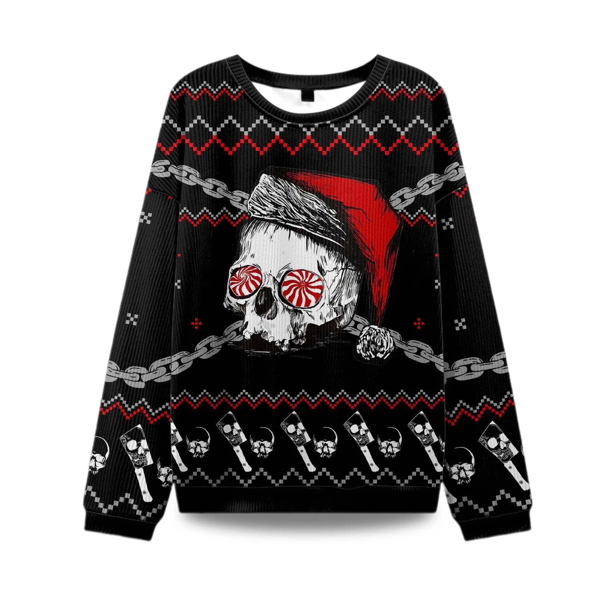 2025 Skulls And Chains Ugly Christmas Sweater