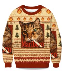 2025 Smoking Cat Meme Ugly Christmas Sweater