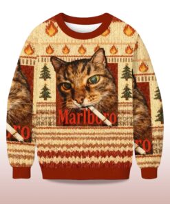 Alternative view of 2025 Smoking Cat Meme Ugly Christmas Sweater