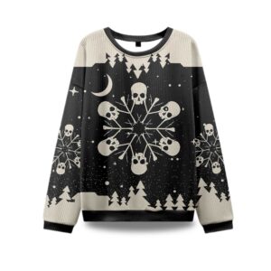 2025 Snowflake Skull Ugly Christmas Sweater