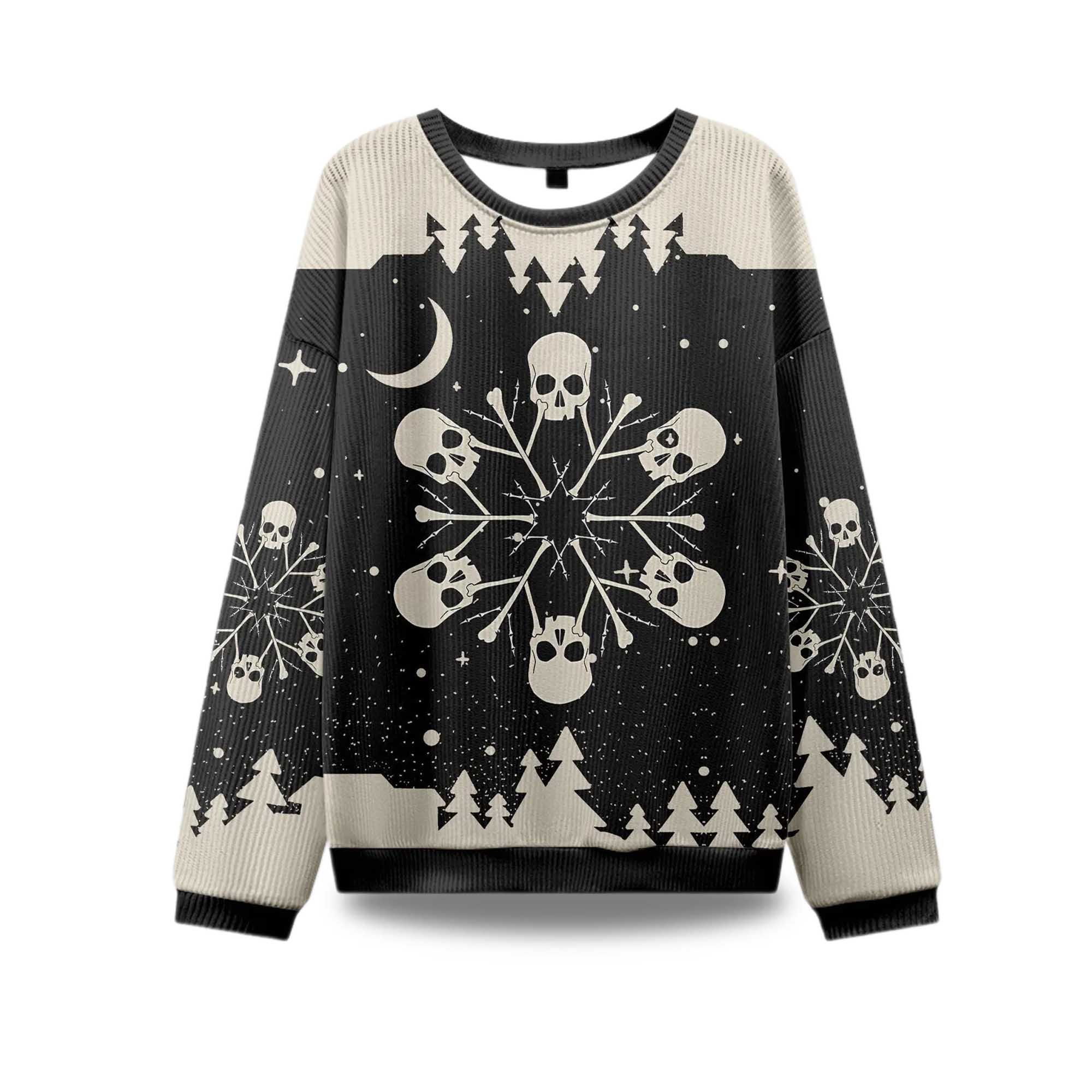 2025 Snowflake Skull Ugly Christmas Sweater