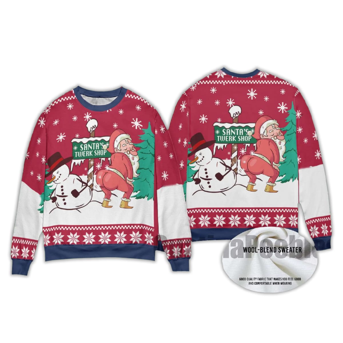 Alternative view of 2025 Snowman Santa Twerking Christmas Ugly Sweater