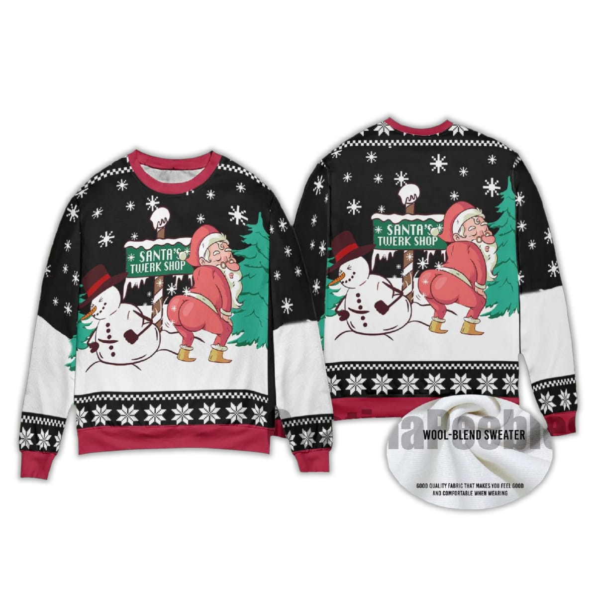 2025 Snowman Santa Twerking Christmas Ugly Sweater