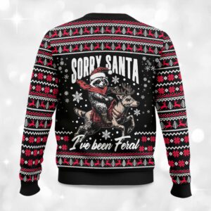 Alternative view of 2025 Sorry Santa Iâ€™ve Been Feral Ugly Christmas Sweater