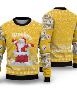 Alternative view of 2025 Steelers Funny Santa Ugly Christmas Sweater 