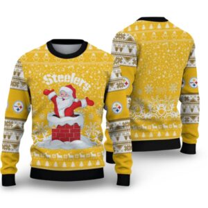 Alternative view of 2025 Steelers Funny Santa Ugly Christmas Sweater - Grishko.com