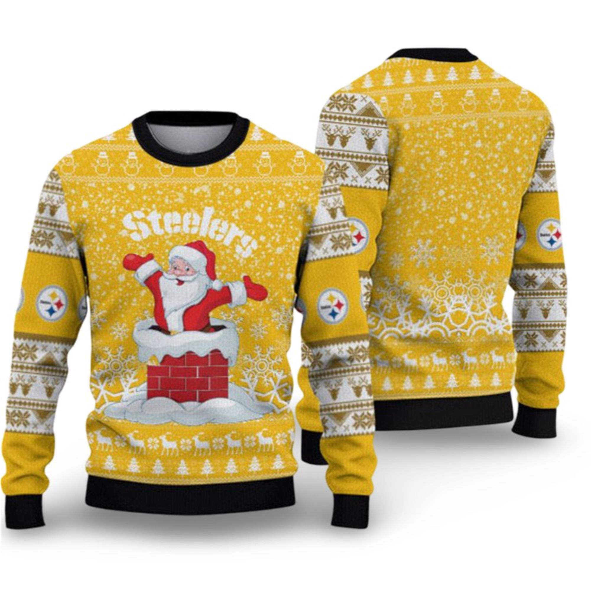 Alternative view of 2025 Steelers Funny Santa Ugly Christmas Sweater - Grishko.com