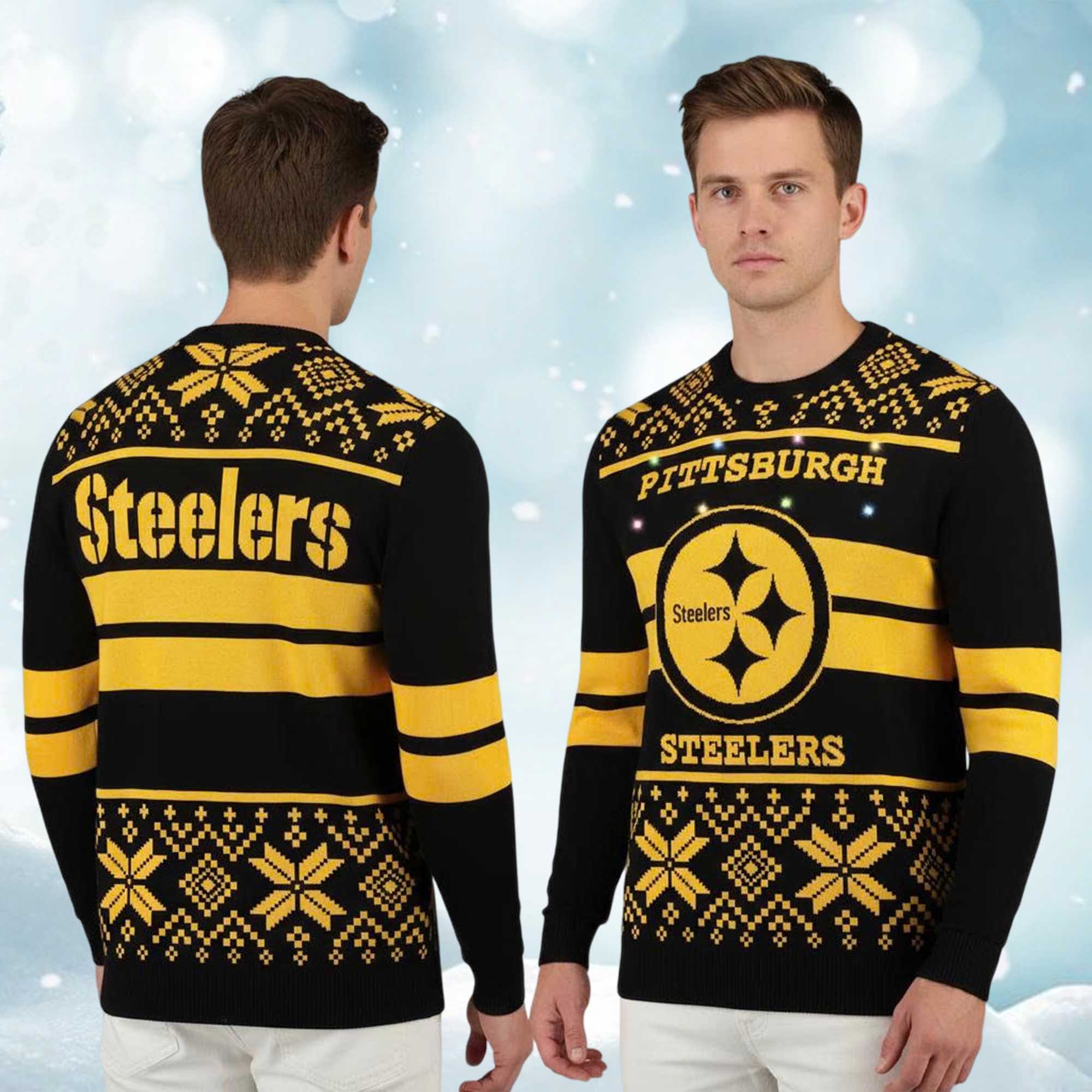 2025 Steelers Light Up Christmas Ugly Sweater