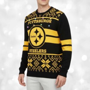 Alternative view of 2025 Steelers Light Up Christmas Ugly Sweater