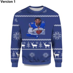 2025 Stefon Diggs Bills Ugly Christmas Sweater