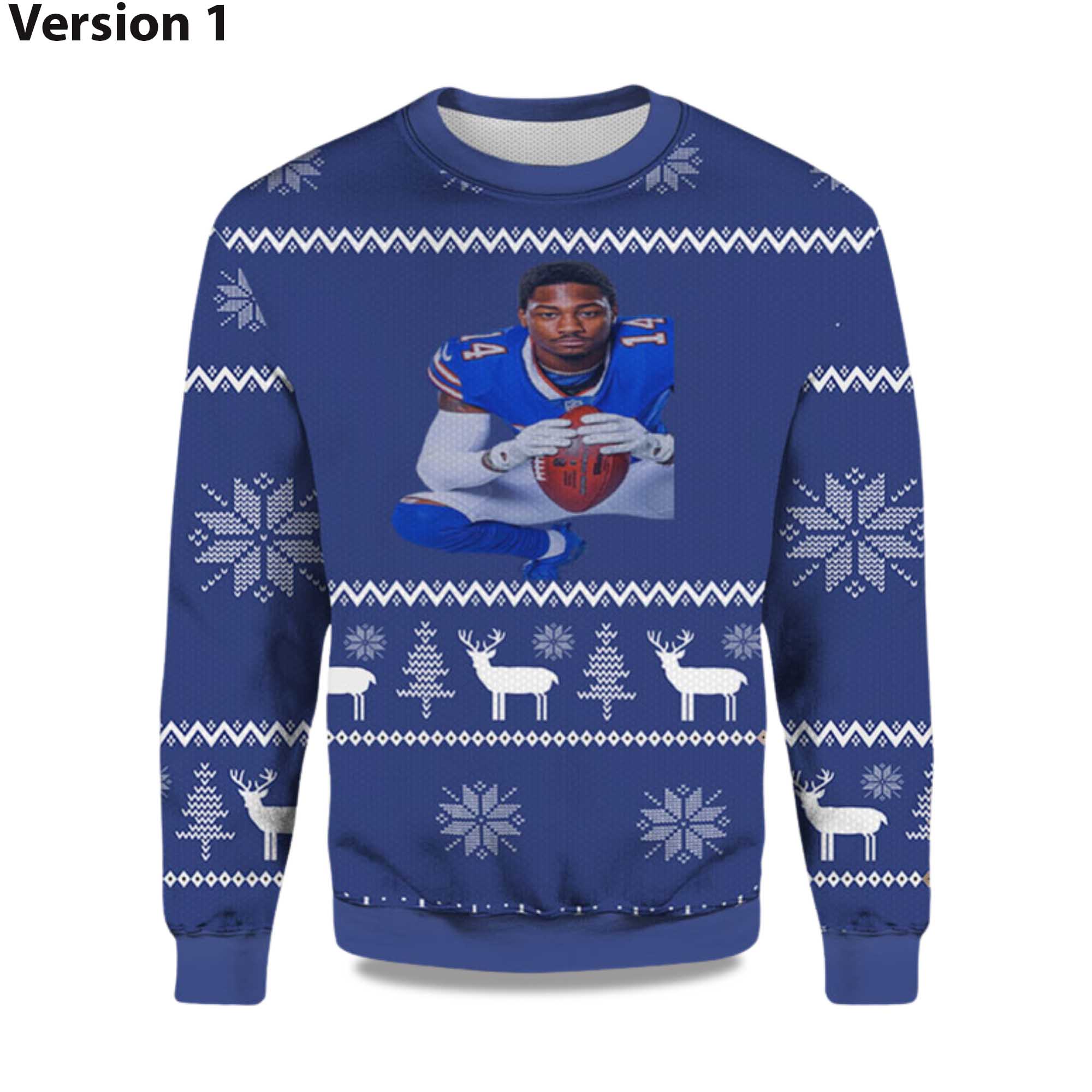 2025 Stefon Diggs Bills Ugly Christmas Sweater