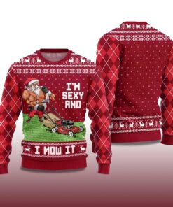 Alternative view of 2025 Swole Santa Sexy And Mow It Ugly Christmas Sweater