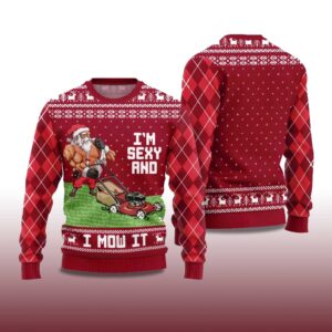 Alternative view of 2025 Swole Santa Sexy And Mow It Ugly Christmas Sweater