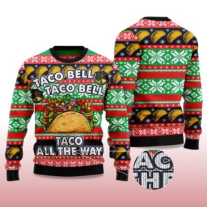 Alternative view of 2025 Taco Bell Taco All The Way Ugly Christmas Sweater