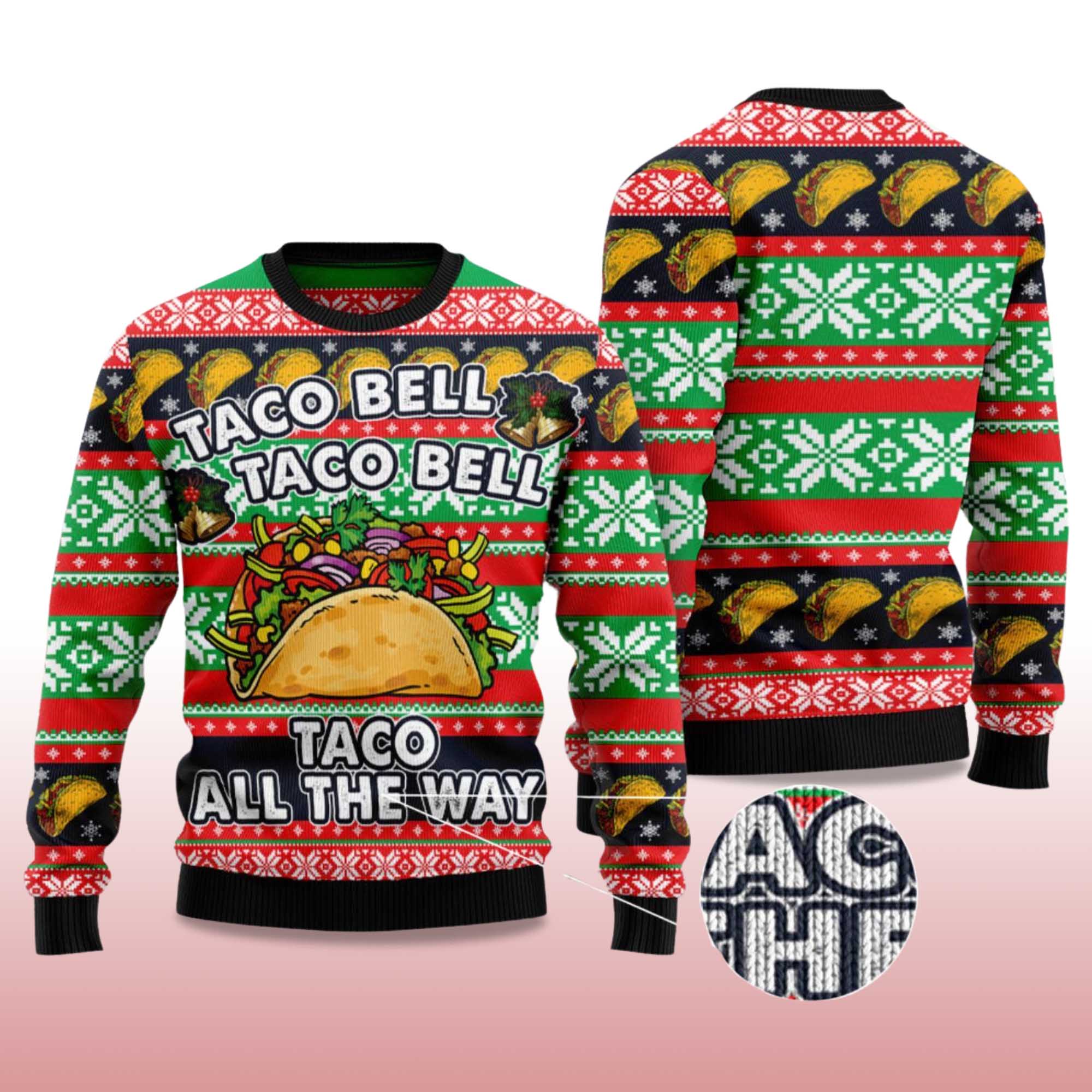 Alternative view of 2025 Taco Bell Taco All The Way Ugly Christmas Sweater