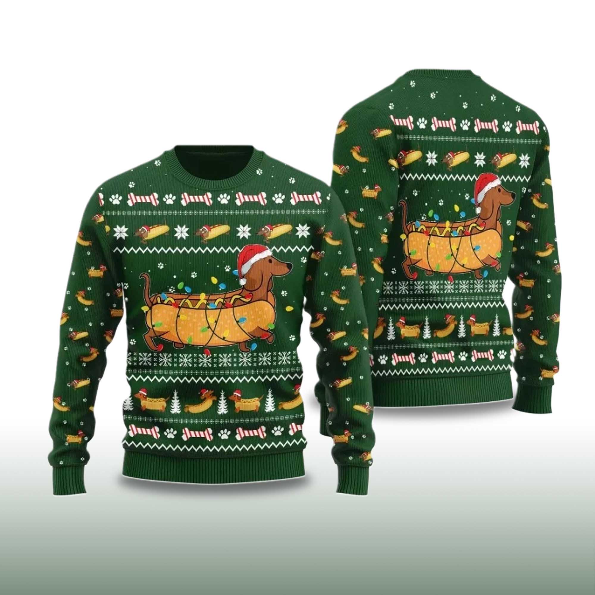 Alternative view of 2025 Taco Dachshund Ugly Christmas Sweater