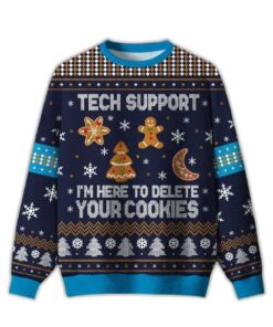 2025 Tech Support Computer Programmer Blue Ugly Christmas Sweater