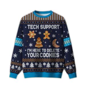 2025 Tech Support Computer Programmer Blue Ugly Christmas Sweater