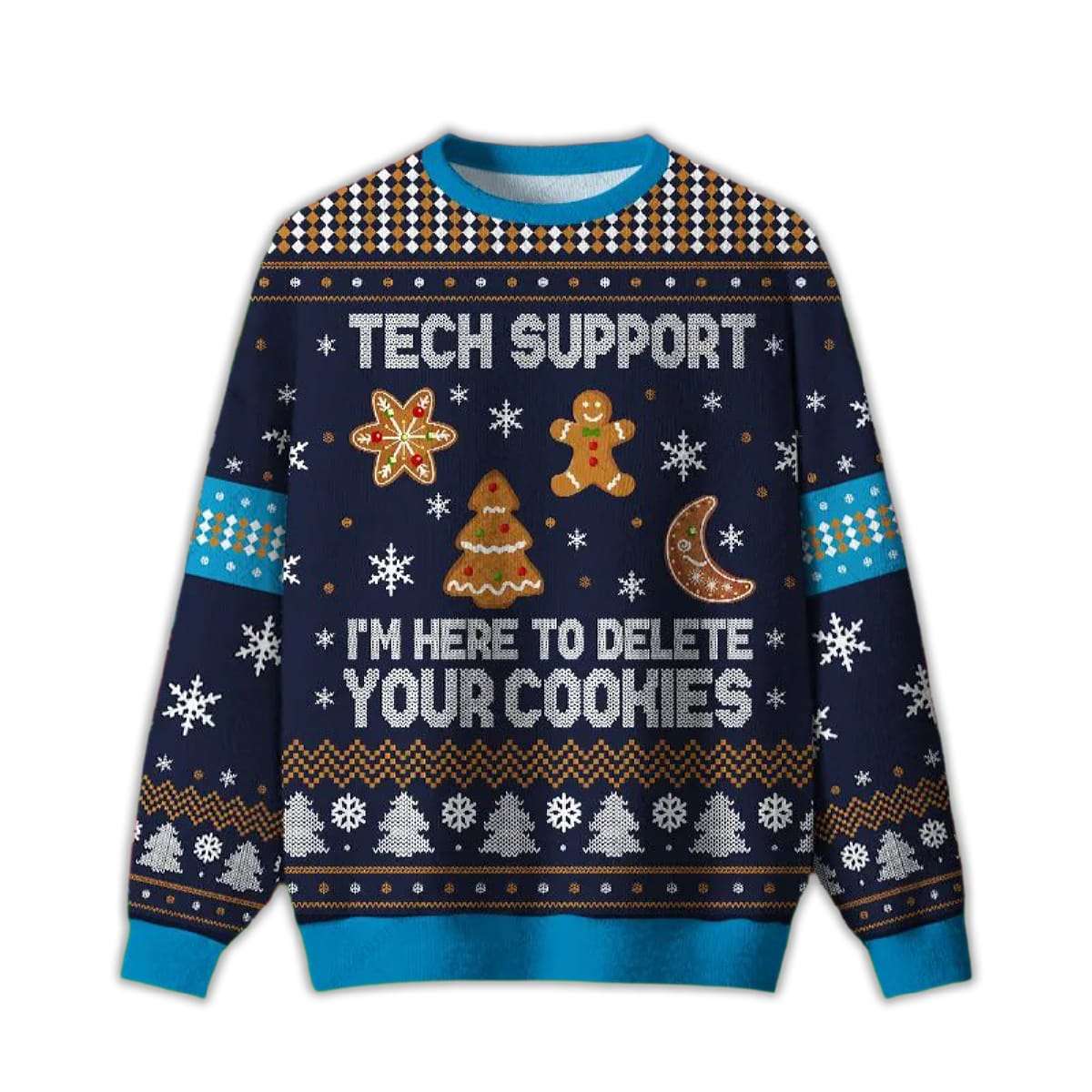2025 Tech Support Computer Programmer Blue Ugly Christmas Sweater