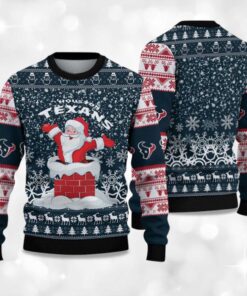 Alternative view of 2025 Texans Funny Santa Christmas Ugly Sweater