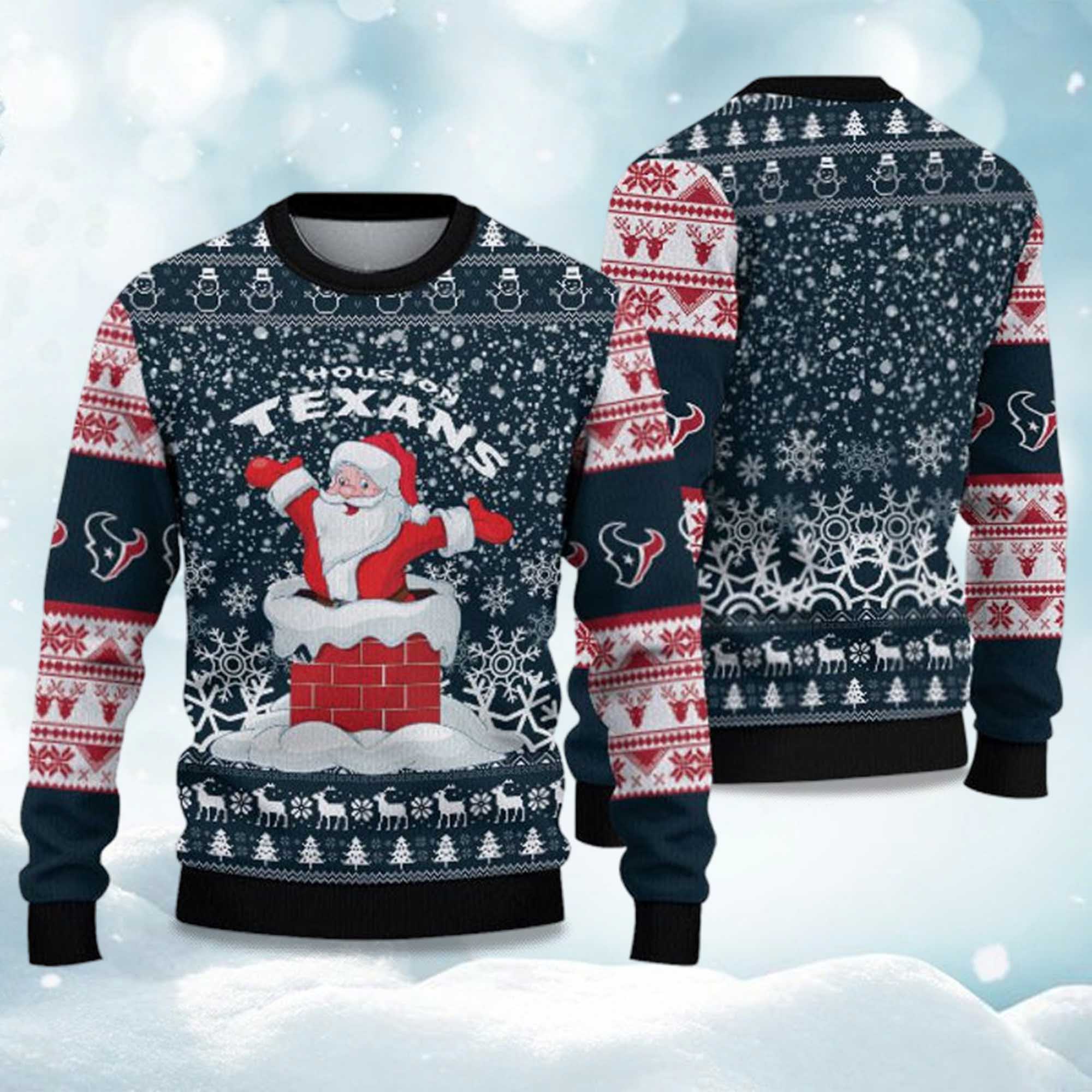 2025 Texans Funny Santa Christmas Ugly Sweater