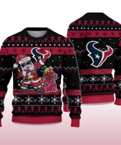 Alternative view of 2025 Texans Santa Claus Ugly Christmas Sweater